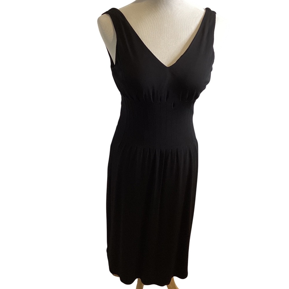 Talbots Petite‎ Black Sleeveless V Neck Sheath Dress Size 6